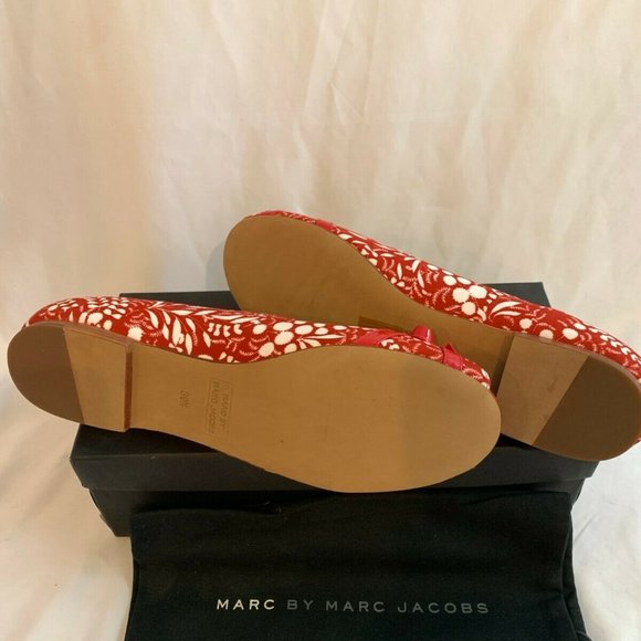Marc by Marc Jacobs 615172 Chic Ballet Open Toe Flats NEW Size 39.5 US 9.5 Red - Picture 6 of 6